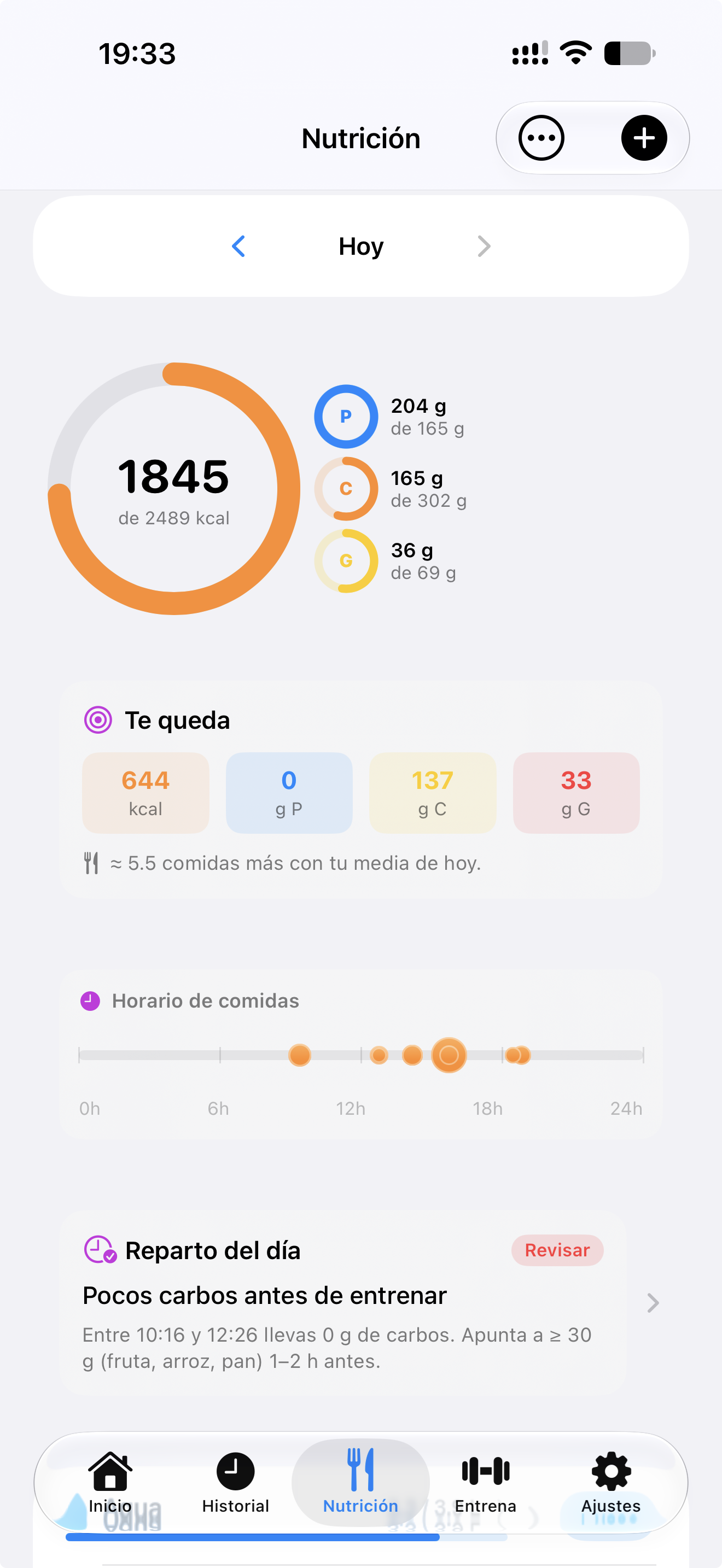 LiftCoach: nutrición